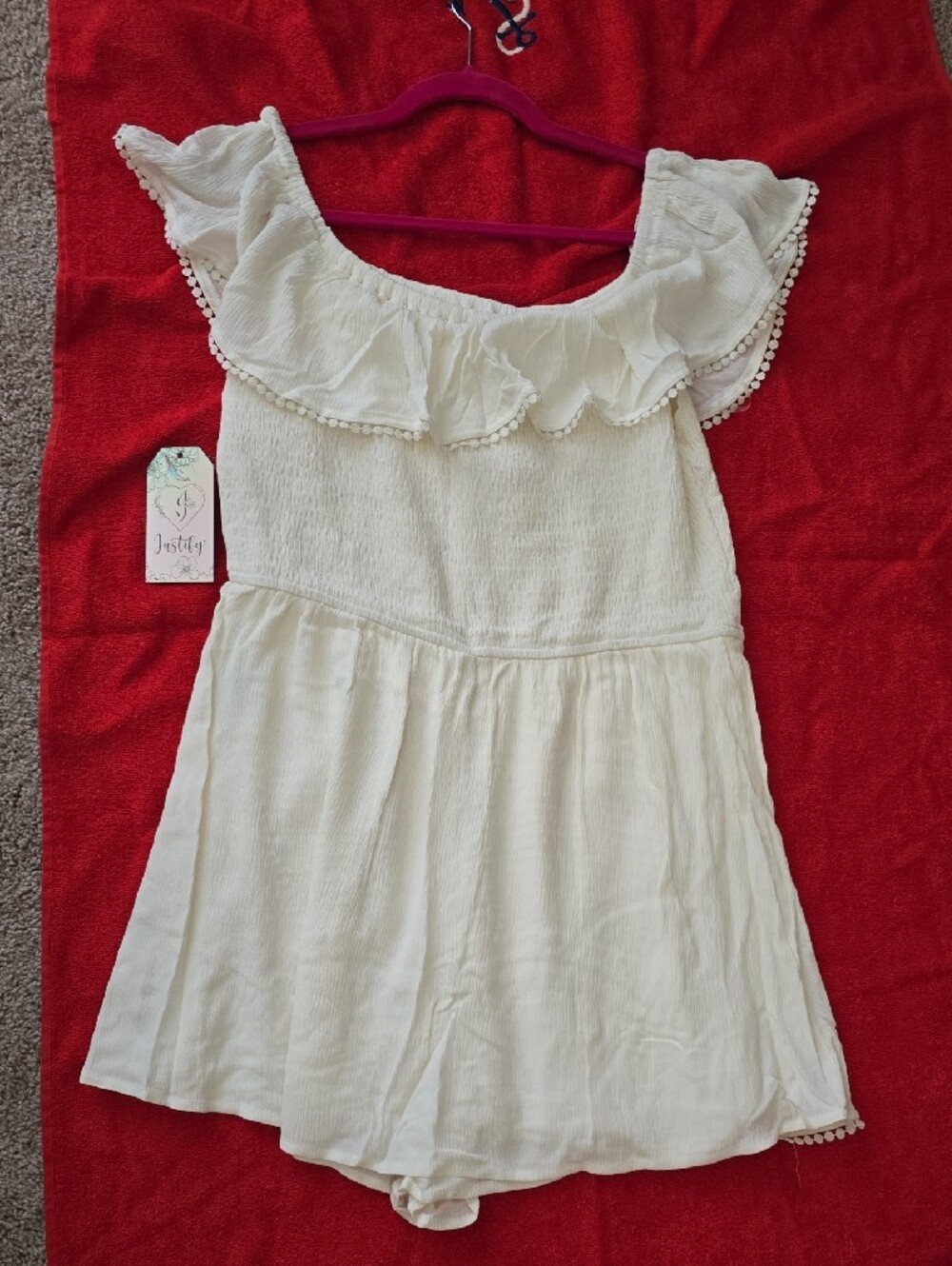 Justify Cream Off-White Ruffle Romper - Picture 5 of 11